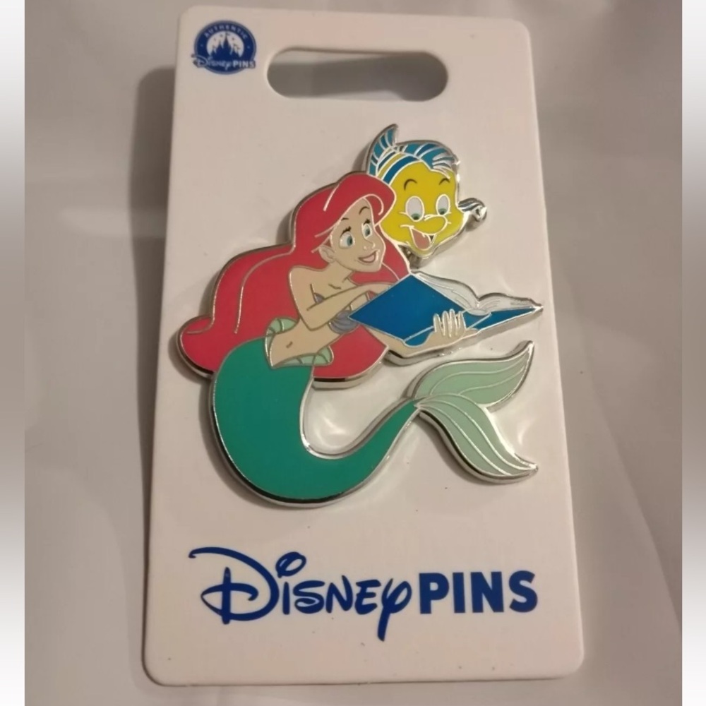 2024 Disney Parks Princes Ariel The Little Mermaid Flounder Book OE Pin BNWT